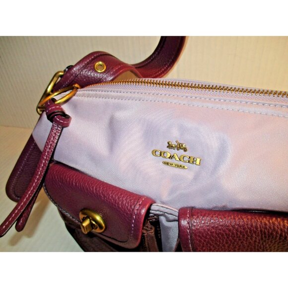 *COACH Purple Plum Nylon Leather Satchel Purse - Picture 7 of 9